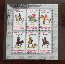 刚果 2011 动物 赛马 外国邮票 小版张 全新