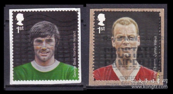 T256 T304-T359 英国邮票 2013 足球明星 2枚不同 信销剪片