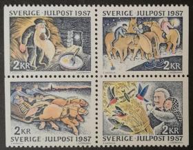 瑞典邮票1987年圣诞节4全新