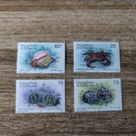 格林纳丁斯1985海洋动物4全MNH