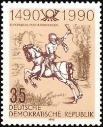 奥地利邮票1990年欧洲邮政500周年纪念 绘画 骑马的小信使 1全新