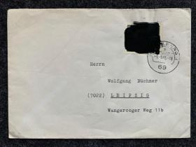 德国邮政历史 1965年涂抹实寄封 少见