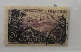 马提尼克邮票1枚  外国邮票信销盖销票  法国雕刻版