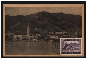 奥地利 1948 年 杜恩斯泰因 风光 邮票 极限片