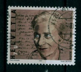 WG02-03 瑞士邮票 2001 著名女作家Alice Rivaz诞生百年 1全 信销
