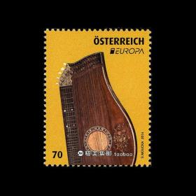 奥地利2014 经典乐器 齐特琴 外国邮票