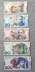 格鲁吉亚2019-21 5 10 20 50 100拉里纸币5枚全套A首冠UNC靓号带8