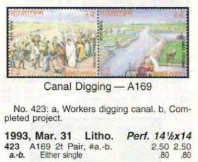 孟加拉国邮票 1993年 水田灌溉 信销2全连 斯目2.5美金 外国邮票