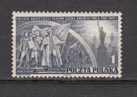 波兰 1938年 美国独立150周年 邮票新1全