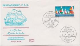 联邦德国邮票西德1982年基尔 赛船周100周年 1全 体育 原胶全品