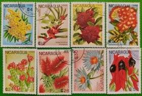 尼加拉瓜1988年 花卉  8全  盖销