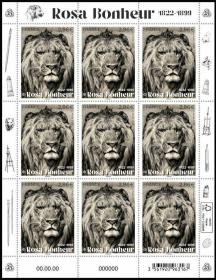 法国邮票2022年艺术系列罗莎博涅尔绘画狮子1全小版新外国邮票