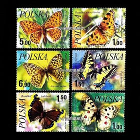 波兰邮票 1977年 蝴蝶 6全 外国邮票