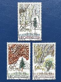 列支敦士登1986年树木盖销邮票，全