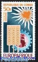 刚果1964年 欧洲非洲经济技术合作 太阳麦子地图齿轮邮票1全新MNH