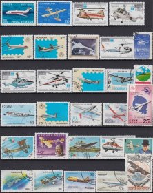 100枚不同飞机 飞艇 热气球 飞行器类外国盖销专题邮票