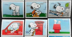 H葡萄牙2000卡通漫画小狗史努比50周年邮递员信箱电脑邮票6全新