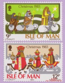 马恩岛 圣诞节邮票 牧羊人（1983）2全