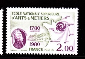L1法国邮票 1980名人学院地图等1全 雕刻版
