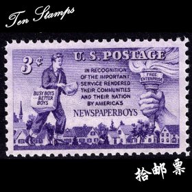 美国邮票 1952 新闻报业 儿童 报童 火炬 1全新 801