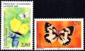法属安道尔邮票1995：自然保护-蝴蝶 2全