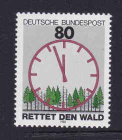 德国邮票西德1985年保护森林.环保.时钟 1全