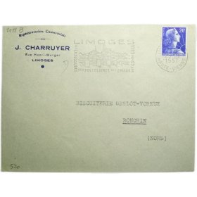 法国邮票1957年 F397  实寄封