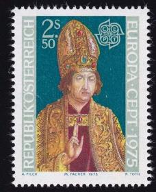 奥地利邮票 1975年 邮票日 大祭司米歇尔帕赫尔 雕刻版 1全新全品
