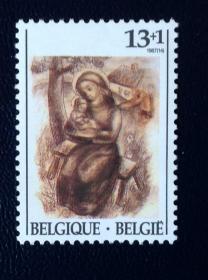 1987年比利时邮票 《神圣的家庭》油画1全