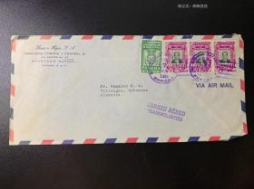 巴拿马 1956年 航空实寄封 贴多枚票 品相如图