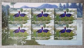 新西兰2003特有物种PUKEKO紫水鸡鸟类栖息地狩猎许可证邮票小版张