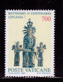 L2梵蒂冈邮票 1987立陶宛信TIANZHU教600周年