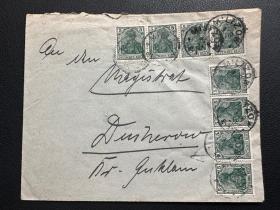 德国实寄封 1920年 魏玛通涨时期  日耳曼尼亚邮票