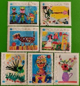 波兰邮票1971年 儿童画  7枚  盖销