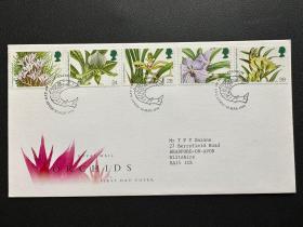 外国邮票 英国首日封 1993年 植物花卉 兰花 A1