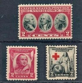 美国 1931 年册 大全套 外国邮票 3全新