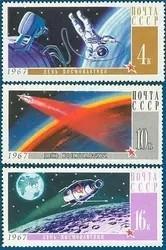 苏联邮票 1967年 宇宙节 3全新原胶不贴 编号3476全品