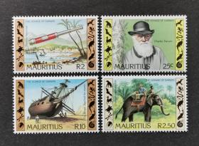 毛里求斯邮票1982达尔文逝世百年大象船4全新