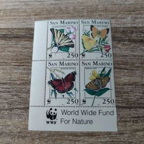 圣马力诺 1993年世界动物保育基金会WWF 蝴蝶4全MNH