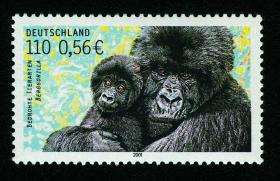 德国邮票 2001年 大猩猩 母与子