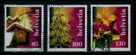 WF58-05 瑞士邮票 2007 圣诞节 圣诞习俗 圣诞树装饰物 3全 信销