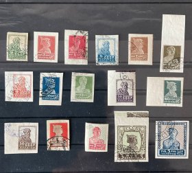 苏联邮票1923-25年 普1(凸版无水印无齿）16全编号109 销票