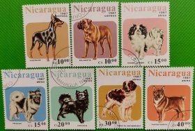 尼加拉瓜邮票1987年 宠物狗  7全  盖销