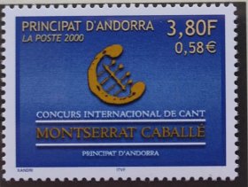 102.法属安道尔邮票2000 国际歌唱比赛 徽章 1全 5