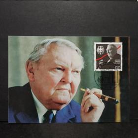 F0802德国邮票1997年总理埃哈德诞辰100年人物名人极限片