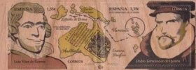 西班牙2017地图航海家大洋洲探险地理历史名人木质异质邮票2全新