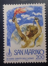 圣马力诺 1978年世界人权宣言发表三十周年1全 手持火炬的少女