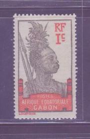 法属加蓬1910- 1c土著武士 新1枚(贴)