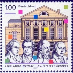 德国邮票1999：魏玛1100年 1999年欧洲文化之都 歌德席勒等