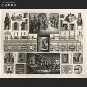 美国1851年古董雕版钢版画收藏/Georg Heck百科/火力 冶炼C.1.2